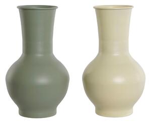 Vase Home ESPRIT Green Cream Metal 20 x 20 x 34,5 cm (2 Units)