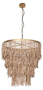 Ceiling Light Home ESPRIT Golden Natural Wood Metal 70 x 70 x 157 cm