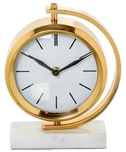 Table clock Alexandra House Living White Golden Metal Marble 20 x 16 x 5 cm