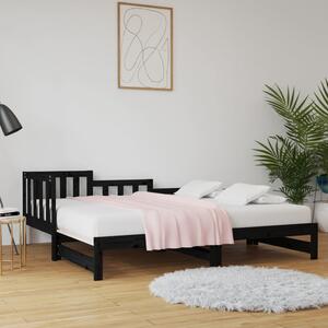 Pull-out Day Bed Black 2x(90x200) cm Solid Wood Pine