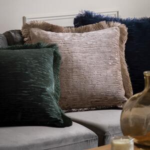 Cut Velvet Fringe 50cm x 50cm Filled Cushion Silver