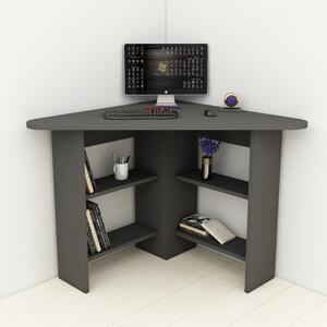 Corviano Wooden Corner Computer Desk With 4 Shelves In Anthracite