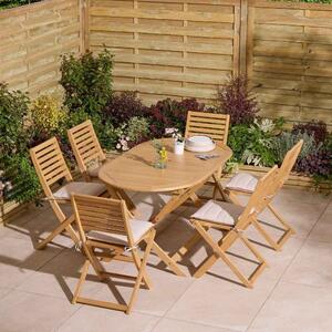 Serenity Wooden Oval Dining Table with 6 Chairs and Cushions in Natural