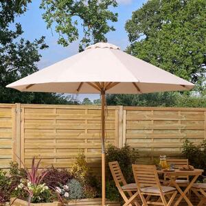 Serenity Polyester Fabric 2m Parasol with Wooden Pole in Natural