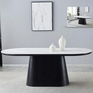 Chambly Sintered Stone Top Dining Table - White And Black