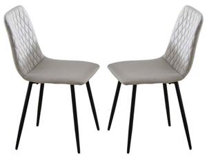 Attica Light Grey Leather Dining Chairs - Pair