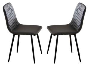 Attica Dark Grey Leather Dining Chairs - Pair