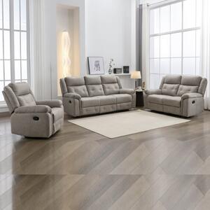 Budva Fabric Recliner Sofa Suite - Light Grey