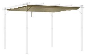 Outsunny Retractable Pergola Shade Cover, Replacement Canopy Fabric for 3 x 3 (m) Pergola, Gazebo Retractable Roof, Tan
