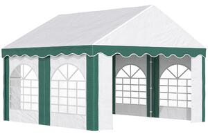 Outsunny 4 x 4m Garden Gazebo with Sides, Galvanised Marquee Party Tent with Four Windows and Double Doors, for Parties, Wedding and Events