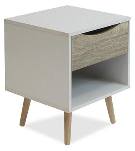 Antonio White Retro Scandi 1 Drawer Bedside Table | Roseland Furniture