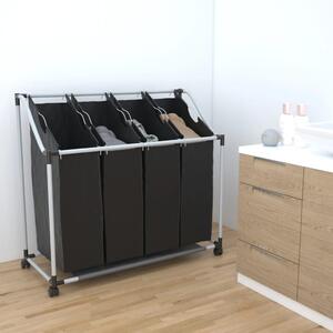 Laundry sorter with 4 bags black grey