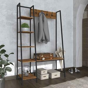 Elaina Rustic Wooden Large Hallway Storage Unit With Metal Frame - Vintage Pine