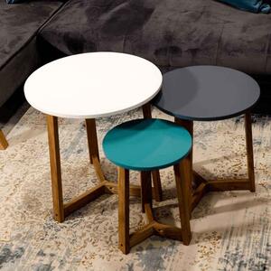 Jaspar Wooden Nest of 3 Tables Round - Multicolour