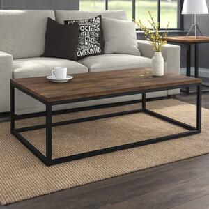 Elaina Rustic Wooden Coffee Table With Metal Frame - Vintage Pine