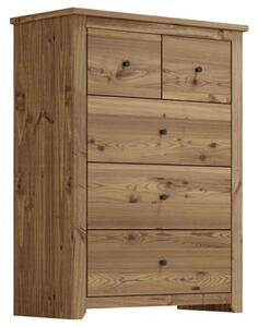 Havanan Wooden Chest Of 5 Drawers - Natural Pine
