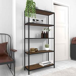 Elaina Rustic Wooden Bookcase With Metal Frame - Vintage Pine