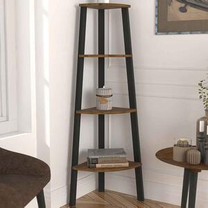 Elaina Rustic Wooden Corner Shelving Unit - Vintage Pine