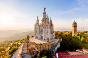 Photography Aerial view of Barcelona skyline with, Alexander Spatari