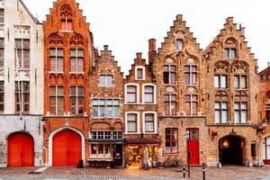 Photography Medieval houses standing in a row, Bruges, Belgium, Alexander Spatari