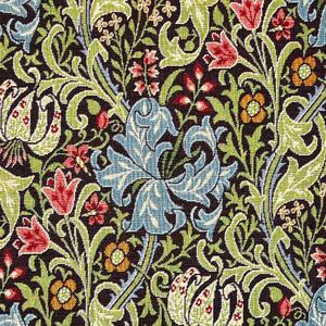 William Morris Golden Lily Tapestry Fabric Ebony