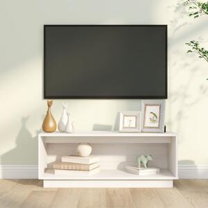 TV Cabinet White 90x35x35 cm Solid Wood Pine