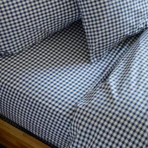 Piglet Indigo Small Gingham Cotton Fitted Sheet Size King