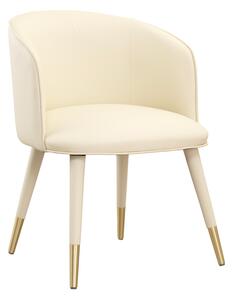Bellucci Dining Chair - Cream Faux Leather – Brass Caps