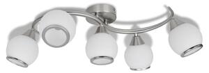 Ceiling Lamp with Glass Shades on Waving Rail for 5 E14 Bulb