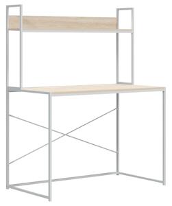 Computer Desk White and Oak 110x60x138 cm Engineered Wood