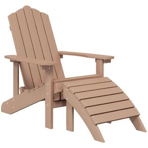 Garden Adirondack Chair with Footstool HDPE Brown