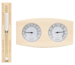 2 in 1 Sauna Hygrothermograph and Sand Timer Set Solid Wood Pine