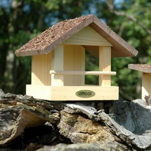 Dobar Bird Feeder House-shaped with Bark Roof Natural and Brown