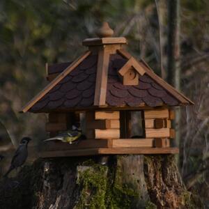 Dobar Hexagonal Bird House Natural and Red