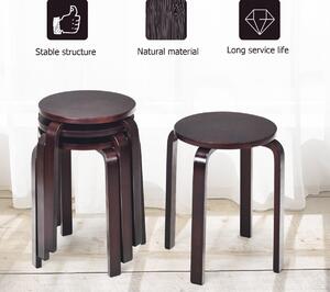 Costway Set of 4 Stackable Dining Stools Bentwood Round Chairs-Deep Brown