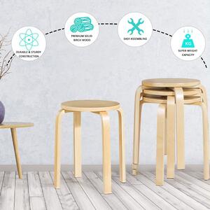 Costway Set of 4 Stackable Dining Stools Bentwood Round Chairs-Natural