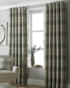 Paoletti Aviemore Lined Ready Made Eyelet Curtains Natural