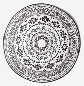 Homescapes Black and White Motif Round Outdoor Rug 180cm Circular Rug