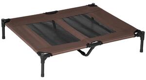 PawHut Elevated Pet Bed, Large Raised Dog & Cat Cooling Cot, Portable for Camping, Outdoor/Indoor Use, Metal Frame with Mesh, Black Aosom UK