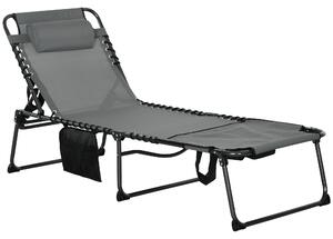 Outsunny Sunbathing Lounger: Adjustable Recliner with Reading Hole, Side Pocket & Headrest Aosom UK
