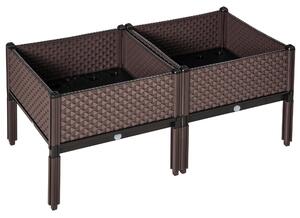 Outsunny 50cm x 50cm x 46.5cm Set of 2 Garden Raised Bed, Elevated Planter Box, Flower Vegetables Planting Container, Self-Watering Design Aosom UK