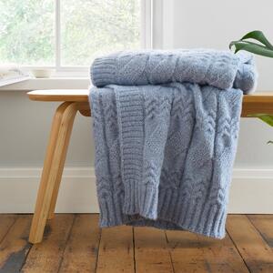 Bianca Cable Knit 150cm x 200cm Throw Blue