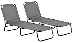 Outsunny Patio Sun Lounger with 5-Position Adjustable Backrest, Weather-Resistant Oxford Fabric, Grey Aosom UK