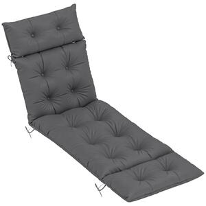Outsunny Sun Lounger Cushion Only, 190x56x10cm Garden Lounge Chair Cushion, UPF20+ 220gsm Fabric, Thick Sunbed Replacement Cushion, Dark Grey