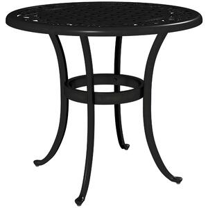 Outsunny 60cm Round Garden Table, Outdoor Hollow Top Design Side Table with Cast Aluminium Frame for Patio, Garden, Balcony, Black