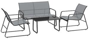 Outsunny 4 Piece Garden Furniture Set Outdoor Patio Sofa Set with Double Chair, Single Chairs and Glass Top Table for Terrace and Balcony, Light Grey
