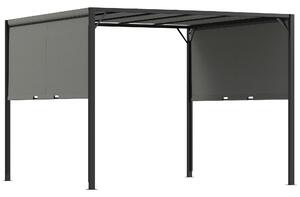 Outsunny 3 X 3 Meters Pergola with Retractable Roof, Garden Gazebo with Adjustable Sun Shade Canopy and Steel Frame, Charcoal Grey