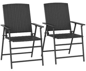Outsunny Set of Two Folding Rattan Seat Chairs - Black