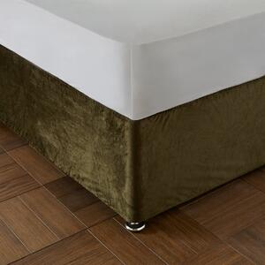 Catherine Lansfield Kingsley Matt Velvet Divan Base Wrap Duvet Cover Bedding Set Olive