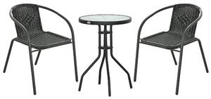 Outsunny 3 Pieces Rattan Bistro Set - Black